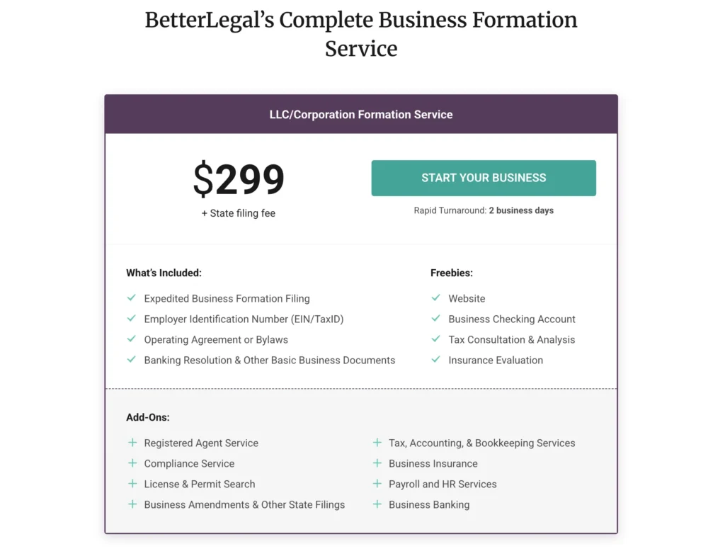 BetterLegal Pricing Options