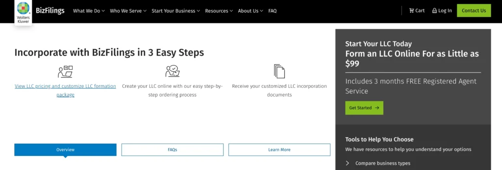 BizFilings Pricing Plans